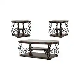 Coaster Co. of America - Laney 3-piece Glass Top Coffee and End Table Set Dark Merlot - Brown
