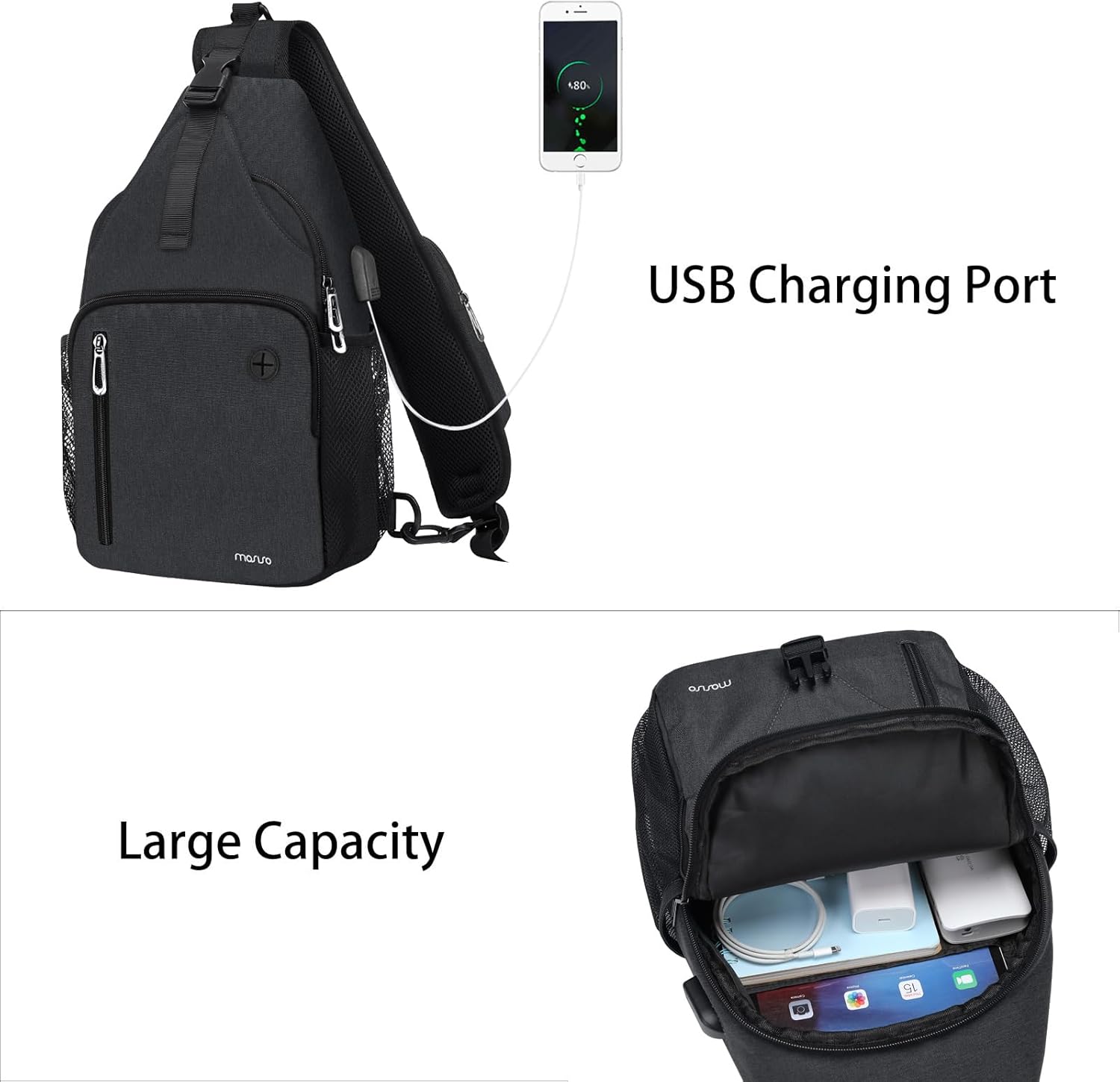 - USB Charging Port
- Large Capacity
