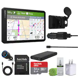 Garmin - dezl Cam OTR725, Large, Easy-to-Read 7” GPS Truck Navigator Bundle - Black