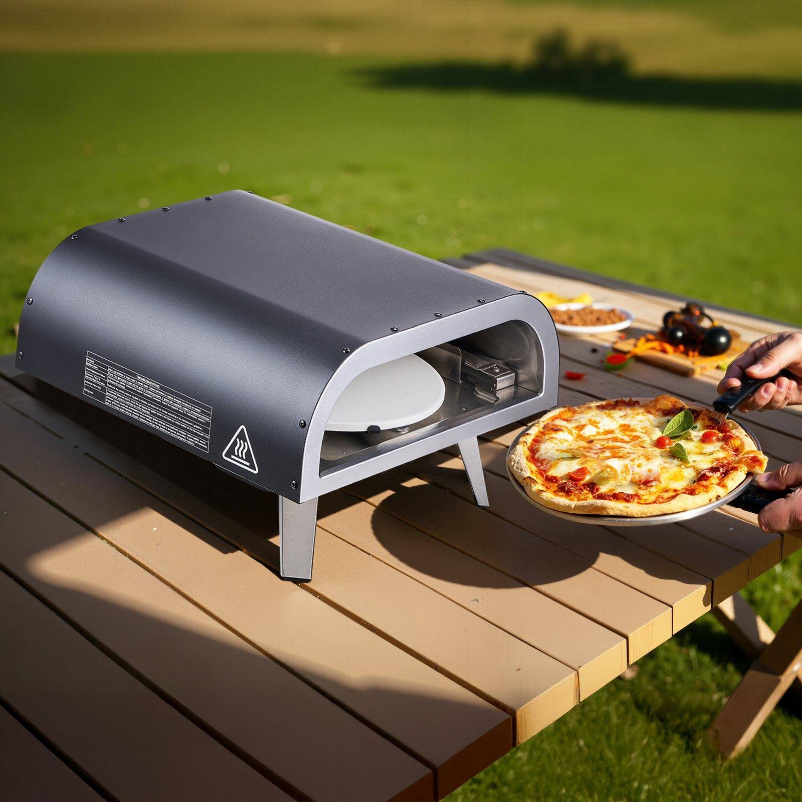 Alt View 1. Glintex - 12in Pizza Oven Outdoor Propane, Electric Rotation, Thick Stone, Carry Bag for Patio - Black.
