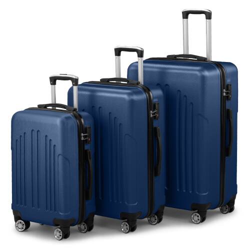 Alt View 2. Winado - 20"24"28" Trolley Case 3-Piece ABS Hardside Luggage Suitcase Set with Spinner Wheels & TSA Lock for Travel Business - Navy Blue.