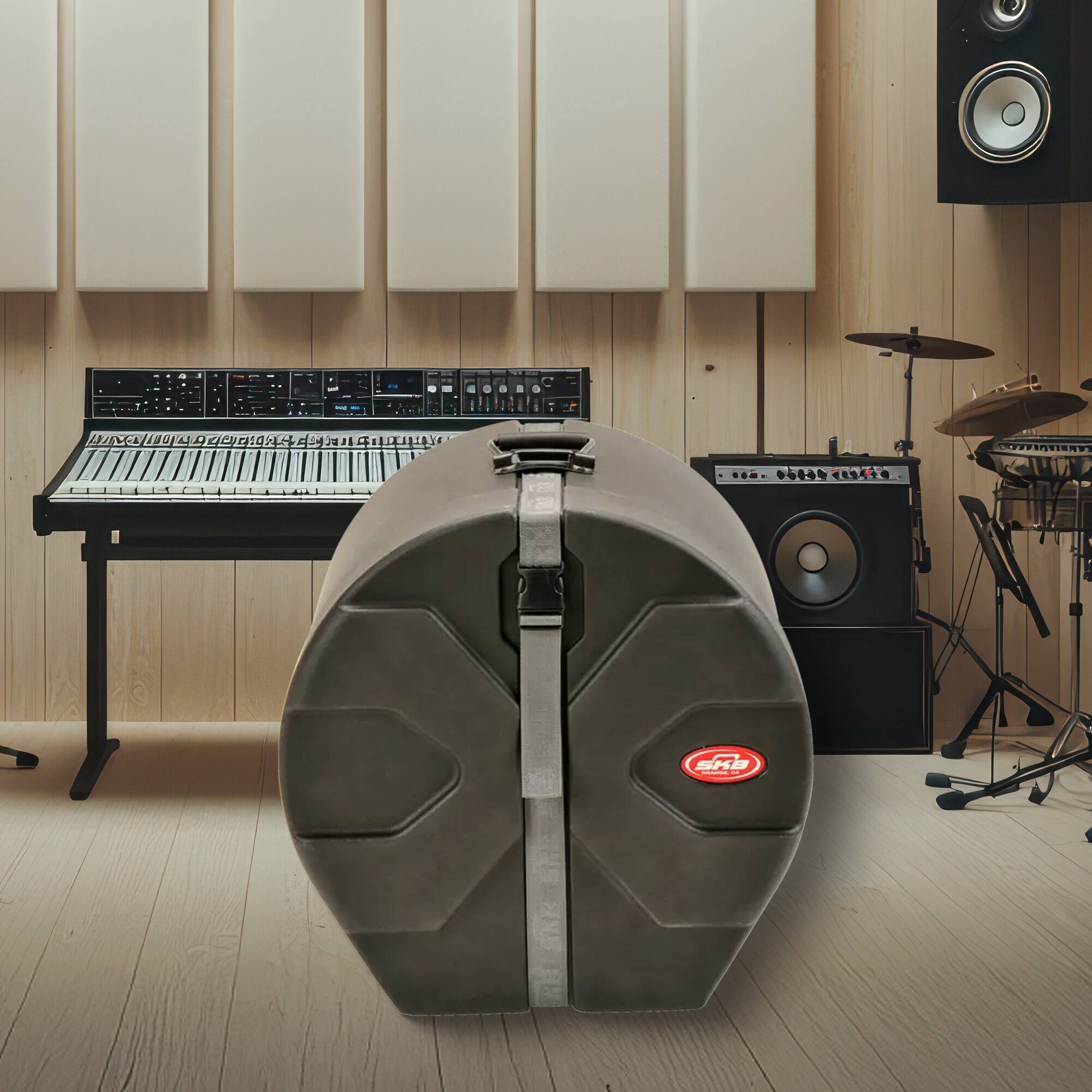 Alt View 3. SKB - SKB 12" x 14" Tom Case with Padded Interior and D-Shaped Drum Design, Black - Black.