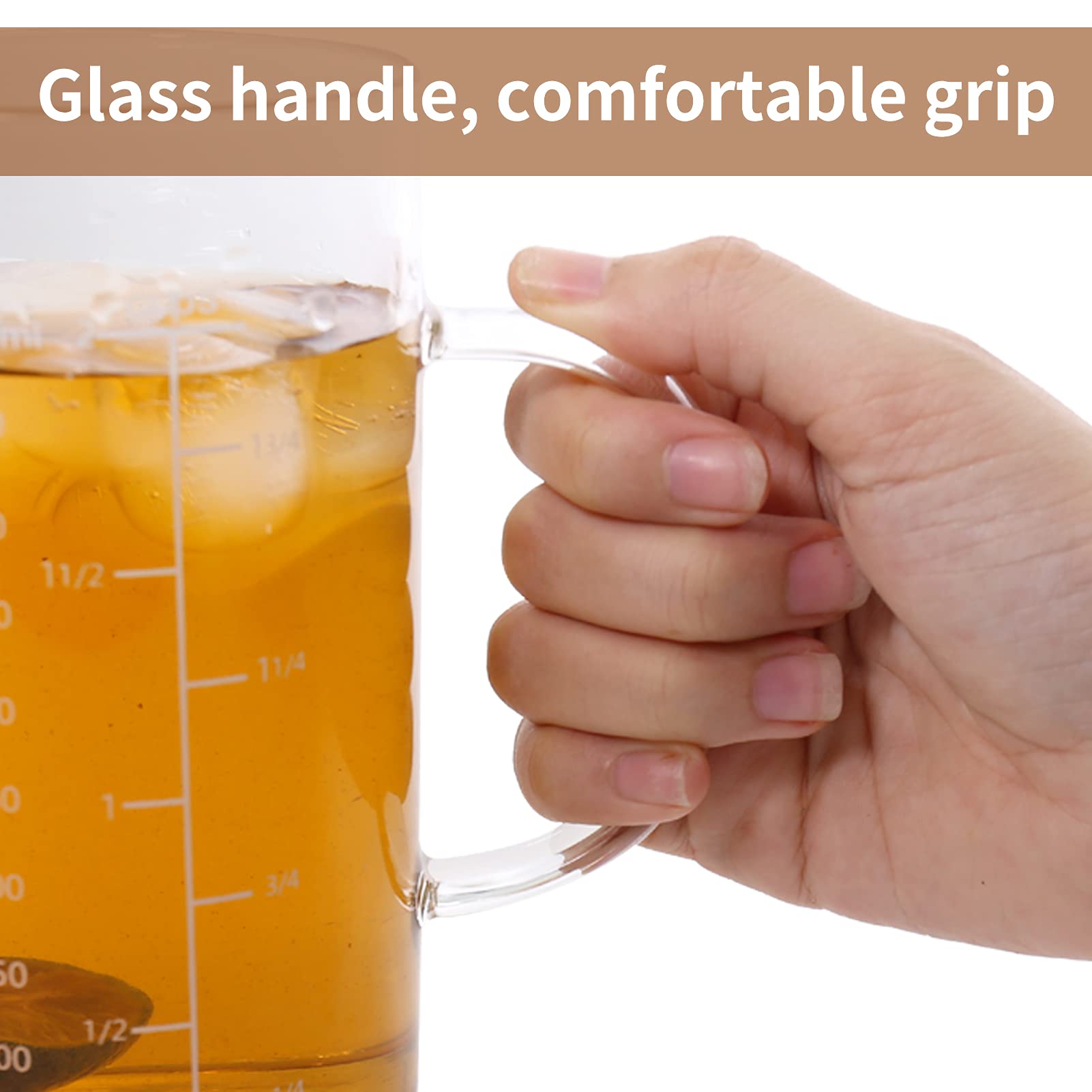 Glass handle, comfortable grip