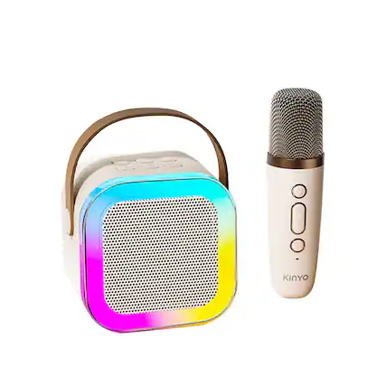 Front. PRIMEPLUS - Portable Bluetooth Karaoke Speaker with Wireless Mics, Karaoke Machines, RGB Lighting for Home & Outdoor - With 1 microphone.