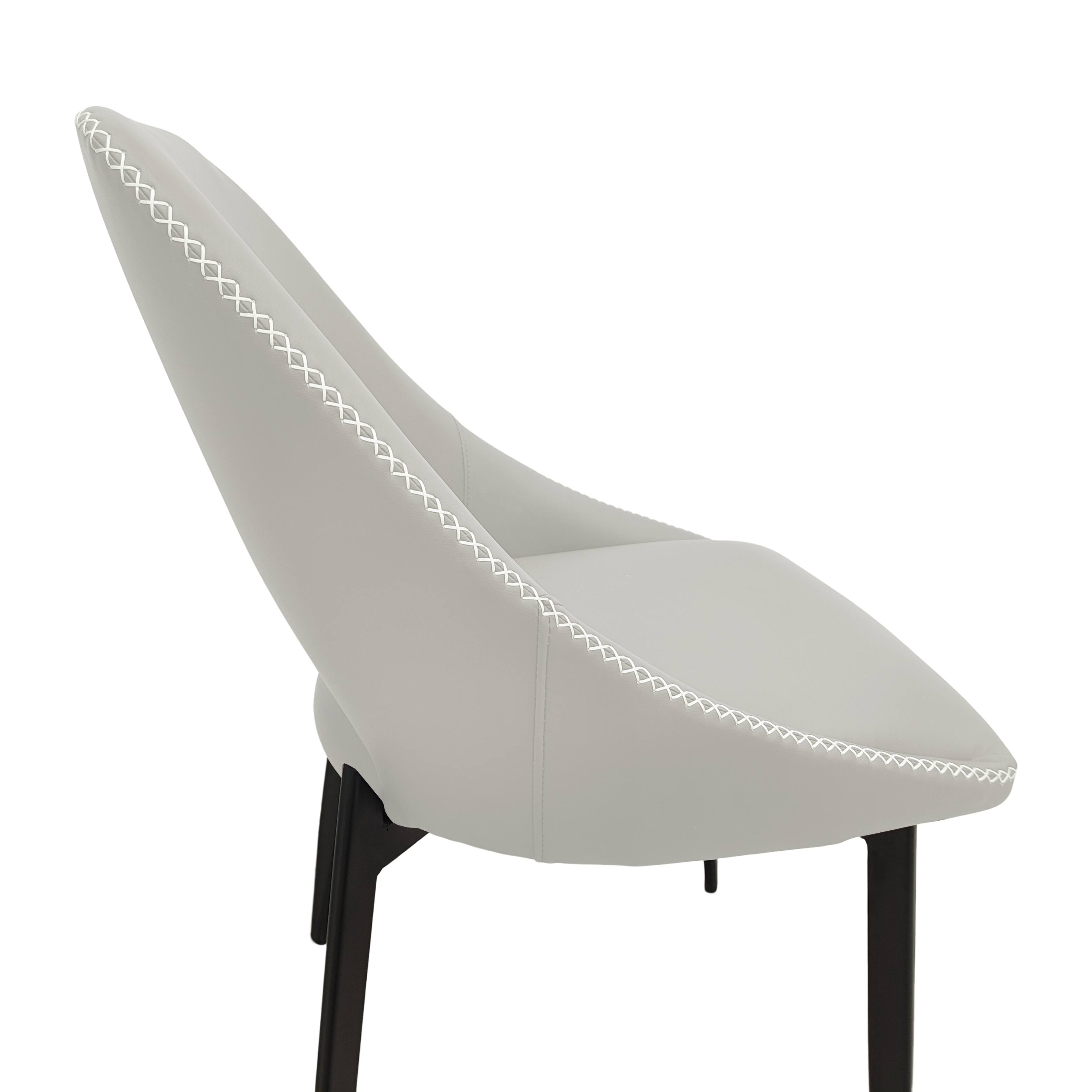 Alt View 6. LeisureMod - Amalfi Modern Upholstered Fabric Dining Chair, Curved Open Back Accent Side Kitchen Chair with Metal Legs - Grey.