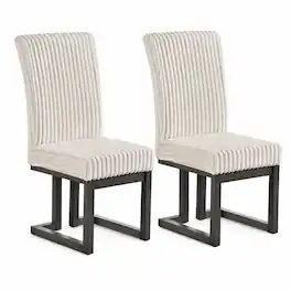 Gymax - 2PCS Upholstered Dining Chairs w/Rubber Wood Legs & Padded Seat for Dining Room - Beige
