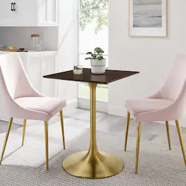 Modway - Lippa Square Wood Dining Table - Gold Cherry Walnut