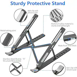 RTMB - Aluminum Laptop Stand – Adjustable, Foldable, Space Gray - White