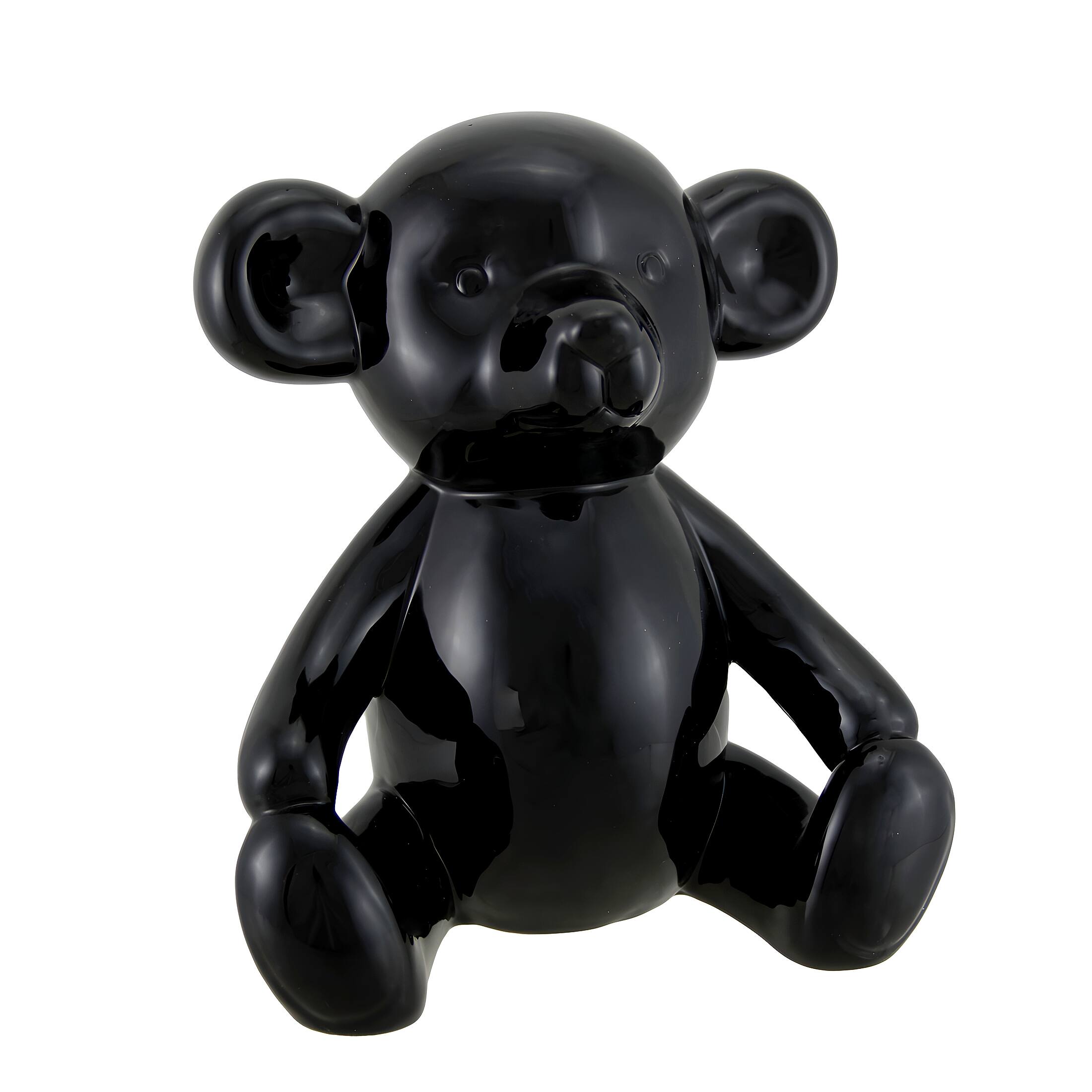 Zeckos - Glossy Ceramic Teddy Bear Statue 6 Inch - Black