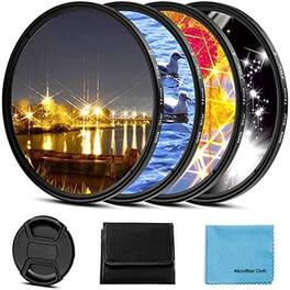 Schertz - 55mm Star Filter Set – 4pcs Starburst Lens Filters (4, 6, 8, 12 Points) with Lens Cap & Pouch