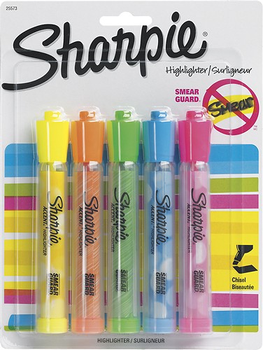 Lot of 2 pks Sharpie® Accent® Highlighters Pink Orange Yellow Blue Smear Guard 