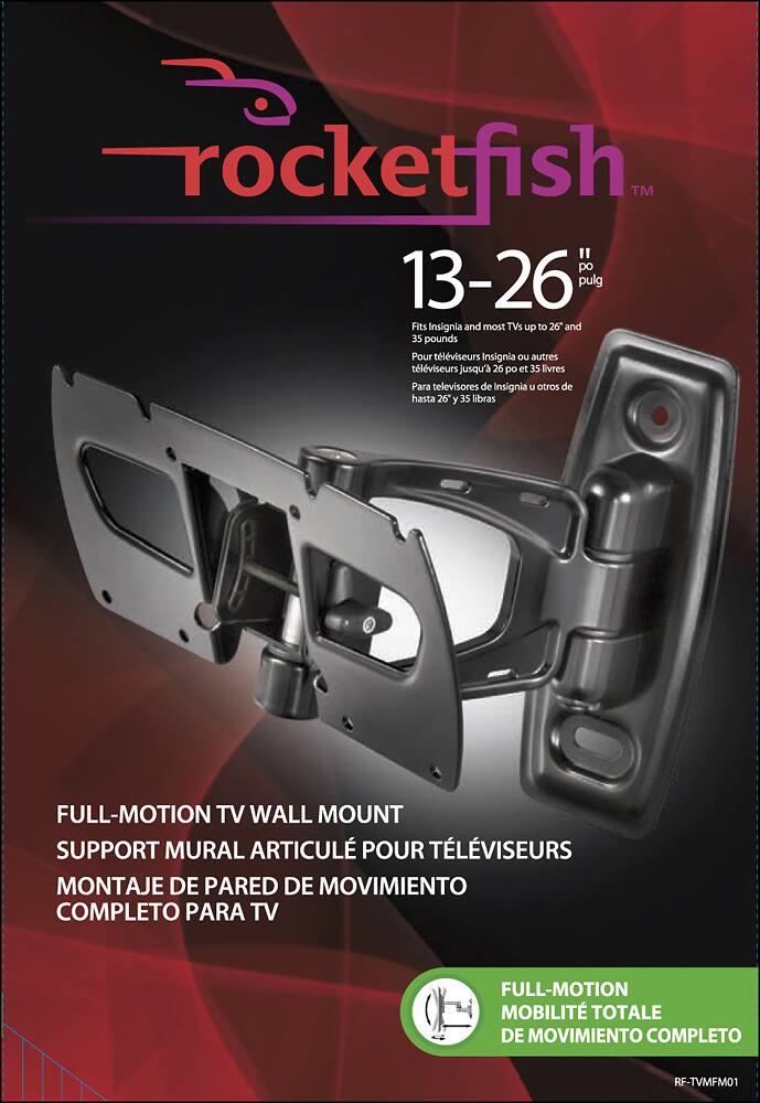Alt View 1. Rocketfish™ - Full-Motion TV Wall Mount for Most 13" - 26" Flat-Panel TVs - Extends 8".