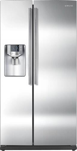 Front Standard. Samsung - 25.5 Cu. Ft. Side-by-Side Refrigerator with Thru-the-Door Ice and Water - Stainless-Steel.