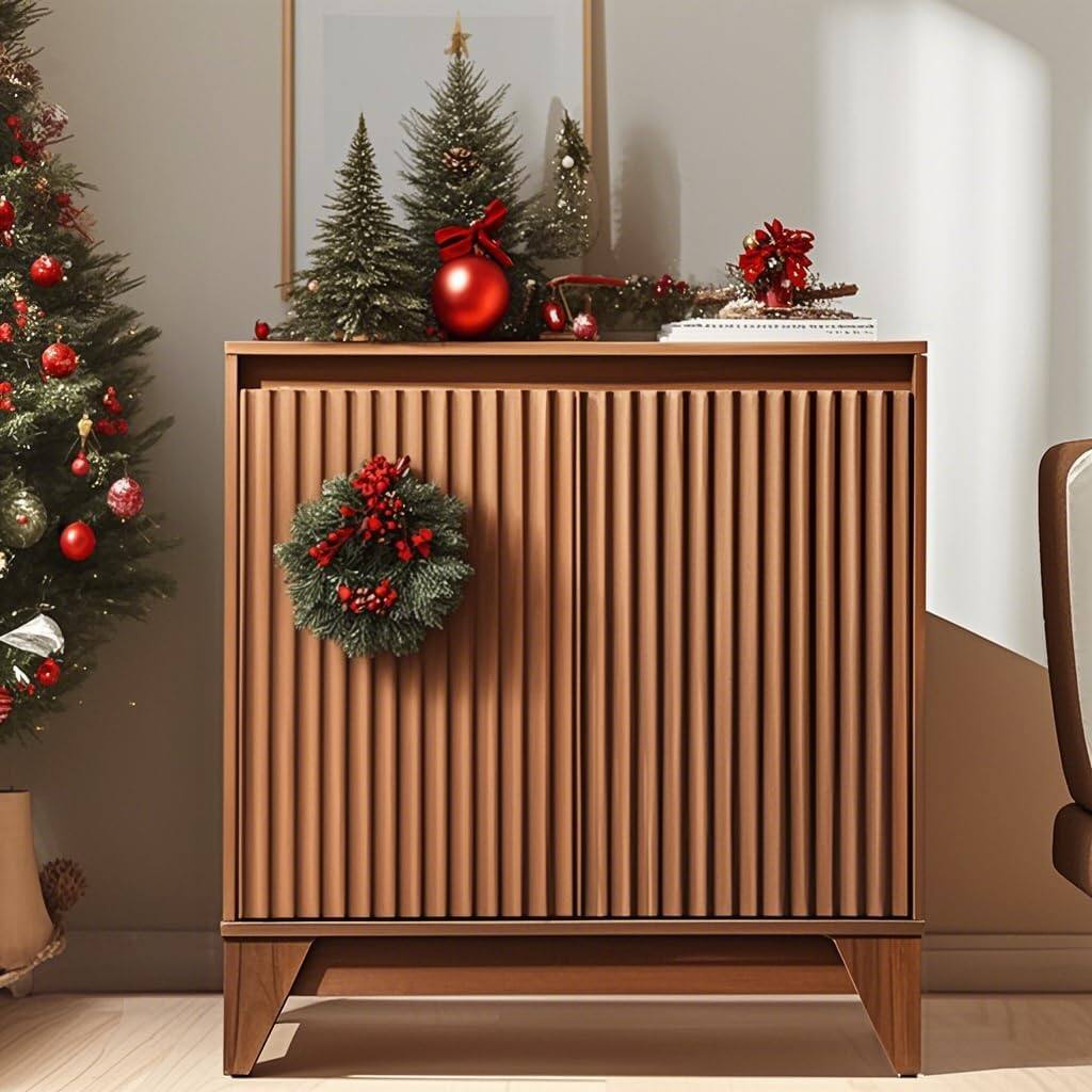 Front. Koligey - 32" Tall 2 - Door Accent Cabinet With Adjustable Shelf - light walnut.