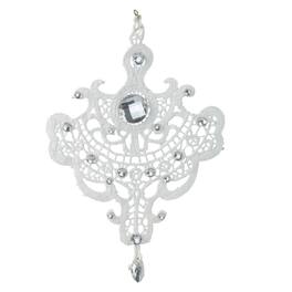 Melrose - 9.5" Elegant Jeweled Lace Doily Style Christmas Ornament - White