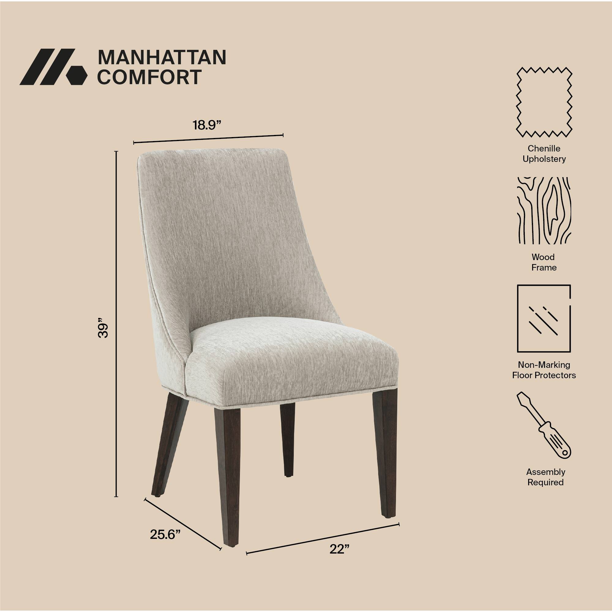 Manhattan Comfort Beever Modern Wood Chenille Counter Stool Taupe ...