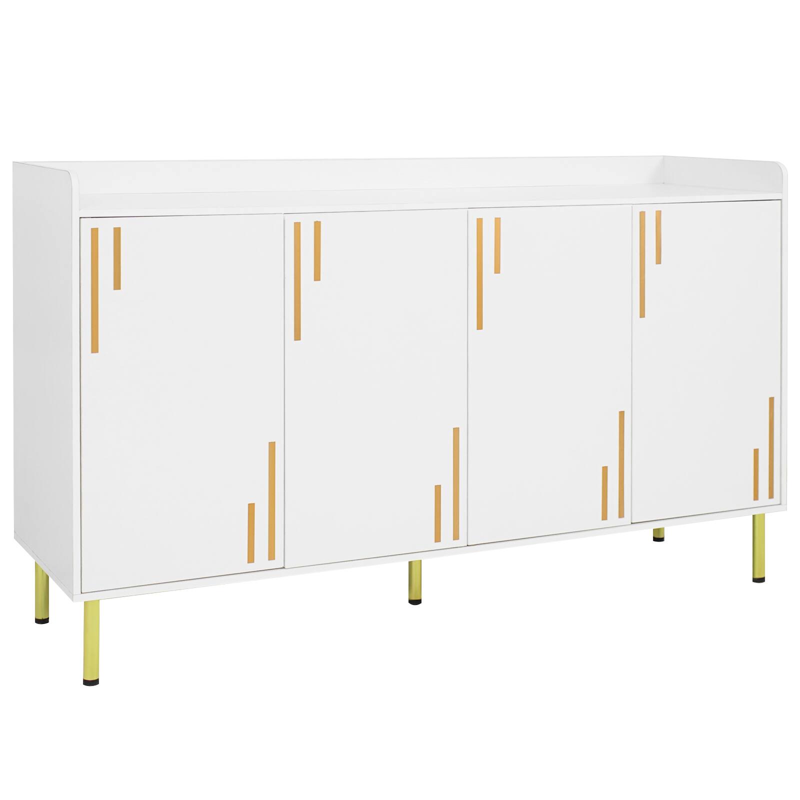 Alt View 9. Costway - Costway Buffet Cabinet, 55" Long Sideboard with 4 Doors, 5 Metal Legs for Living Room - White.