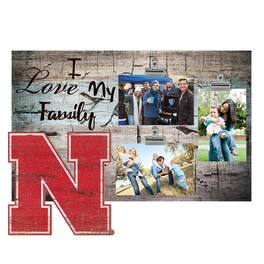 Fan Creations - Nebraska Huskers 11" x 19" I Love My Family Clip Photo Frame - Multicolor