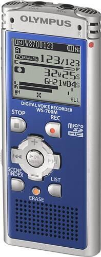 Angle Standard. Olympus - WS-700M Digital Voice Recorder - Blue.