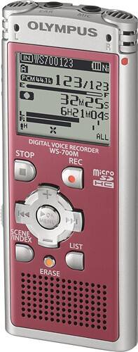 Olympus - WS-700M Digital Voice Recorder - Red-Angle_Standard 