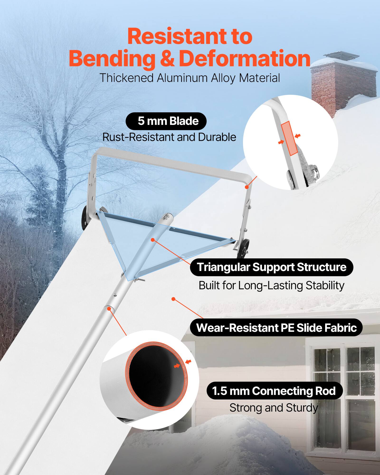Resistant to Bending & Deformation  
Thickened Aluminum Alloy Material  

5 mm Blade  
Rust-Resistant and Durable  

Triangular Support Structure  
Built for Long-Lasting Stability  

Wear-Resistant PE Slide Fabric  

1.5 mm Connecting Rod  
Strong and Sturdy