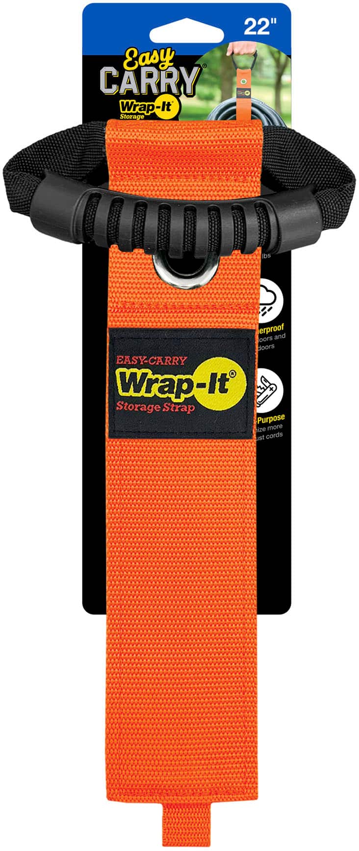 Wrap-It Storage - Easy-Carry Strap - 22-inch - Hook and Loop Carrying Strap with Handle and Grommet - Blaze Orange - Angle_Zoom
