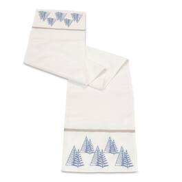 BreeBe - Tree Pattern Table Runner 72"L - White, Blue