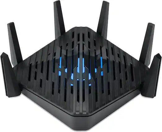 Front. Acer - Predator Connect W6 WiFi 6E Router Tri Band AXE7800 FF.G22AA.001 - Black.