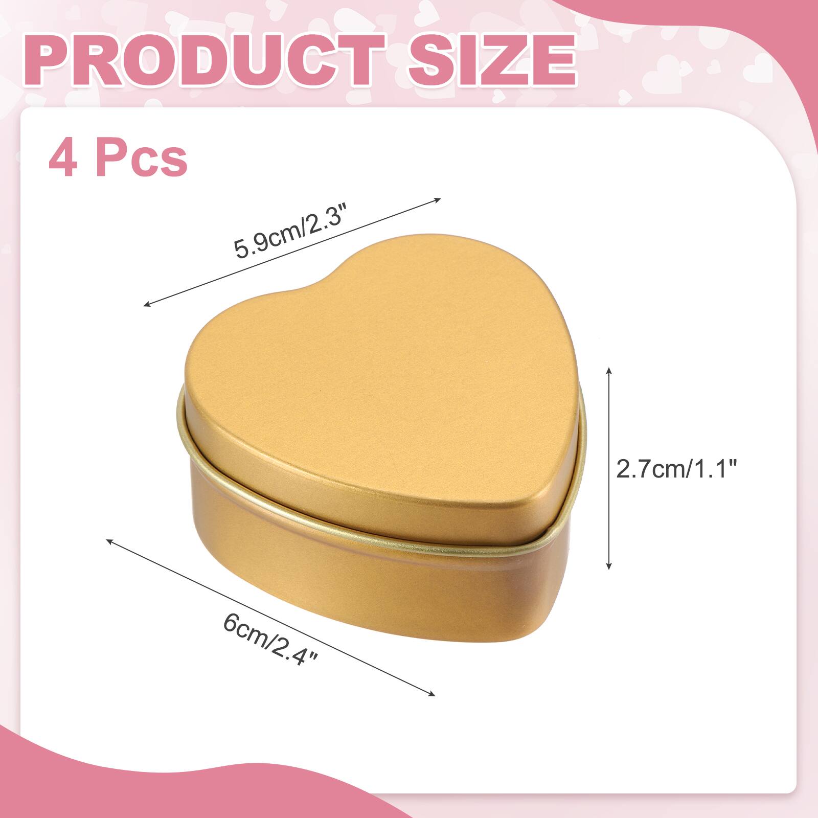 Unique Bargains Metal Tin Box with Lid Heart Empty Container for Home ...
