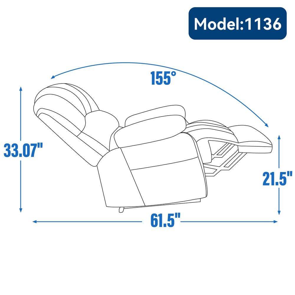 Model: 1136  
155°  
33.07"  
21.5"  
61.5"