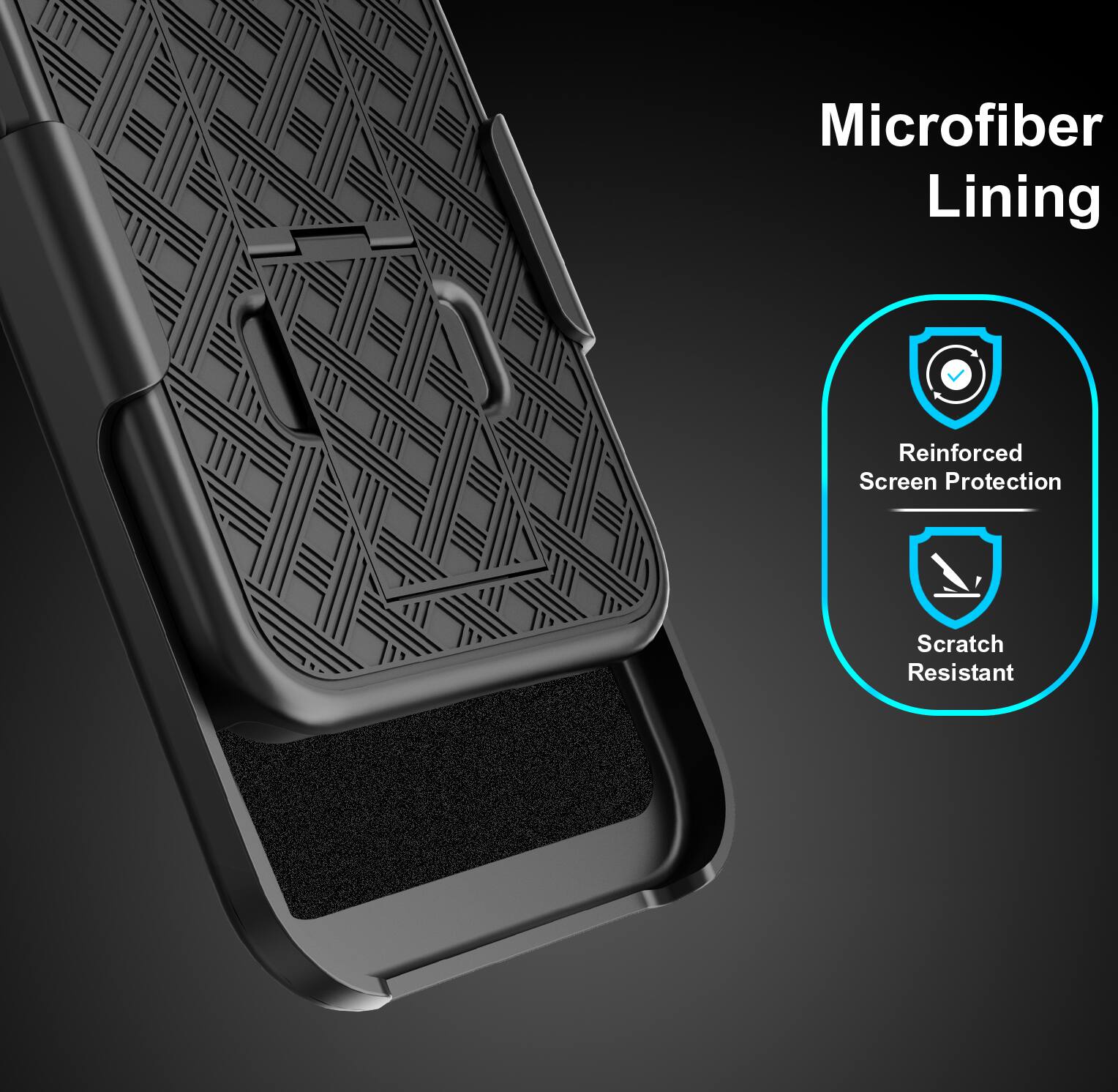 Microfiber Lining  
Reinforced Screen Protection  
Scratch Resistant