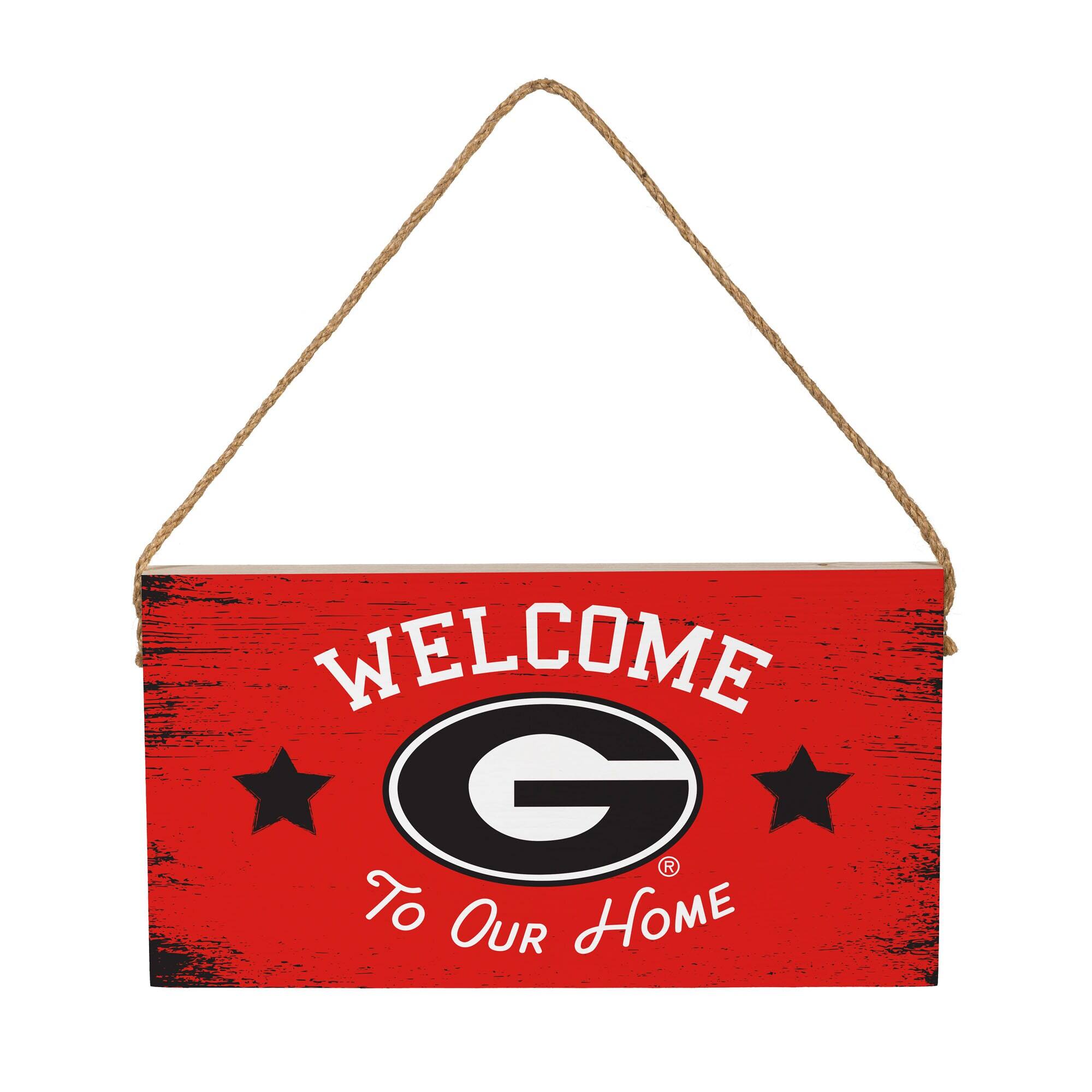 Georgia Bulldogs 6" x 11" Welcome Home Wood Wall Sign with Rope Hanger