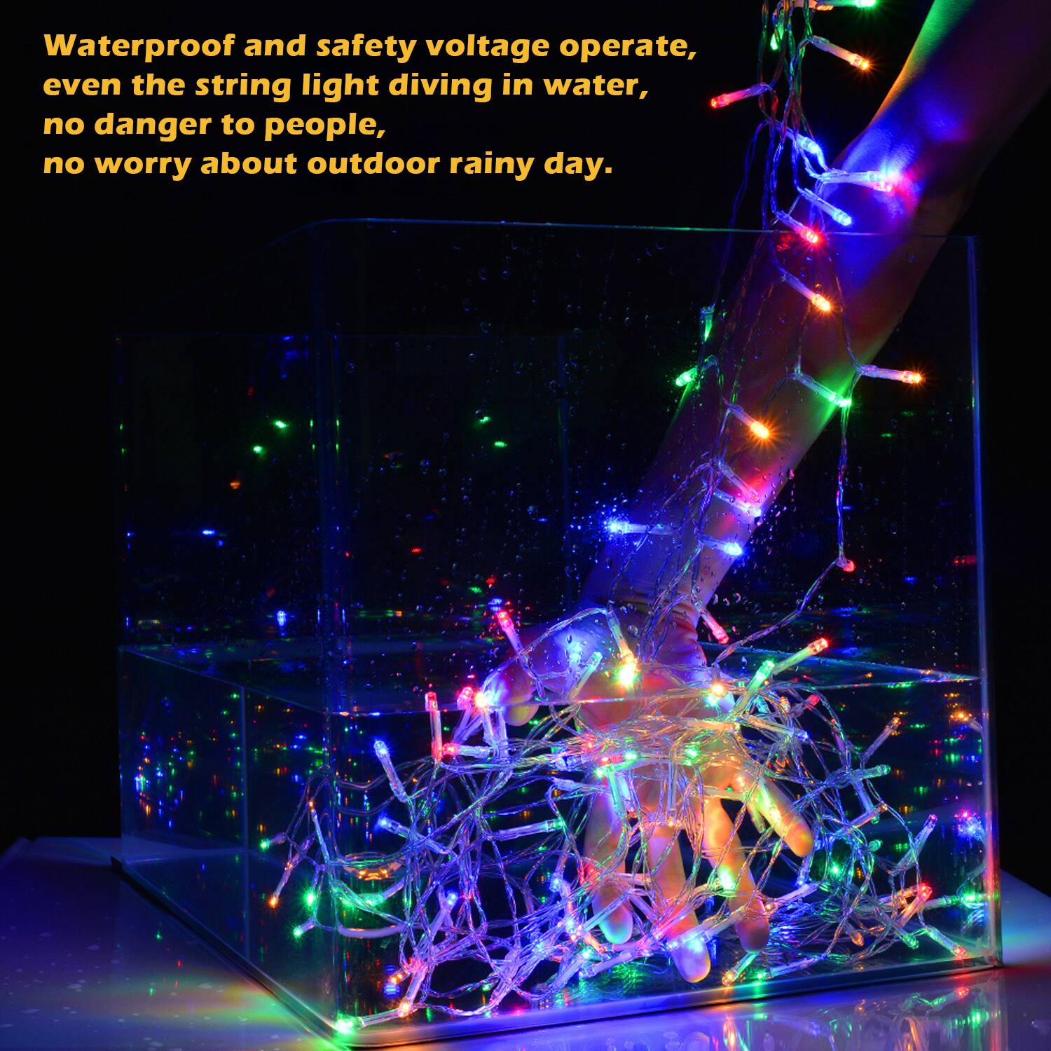Waterproof and safety voltage operate, even the string light diving in water, no danger to people, no worry about outdoor rainy day.