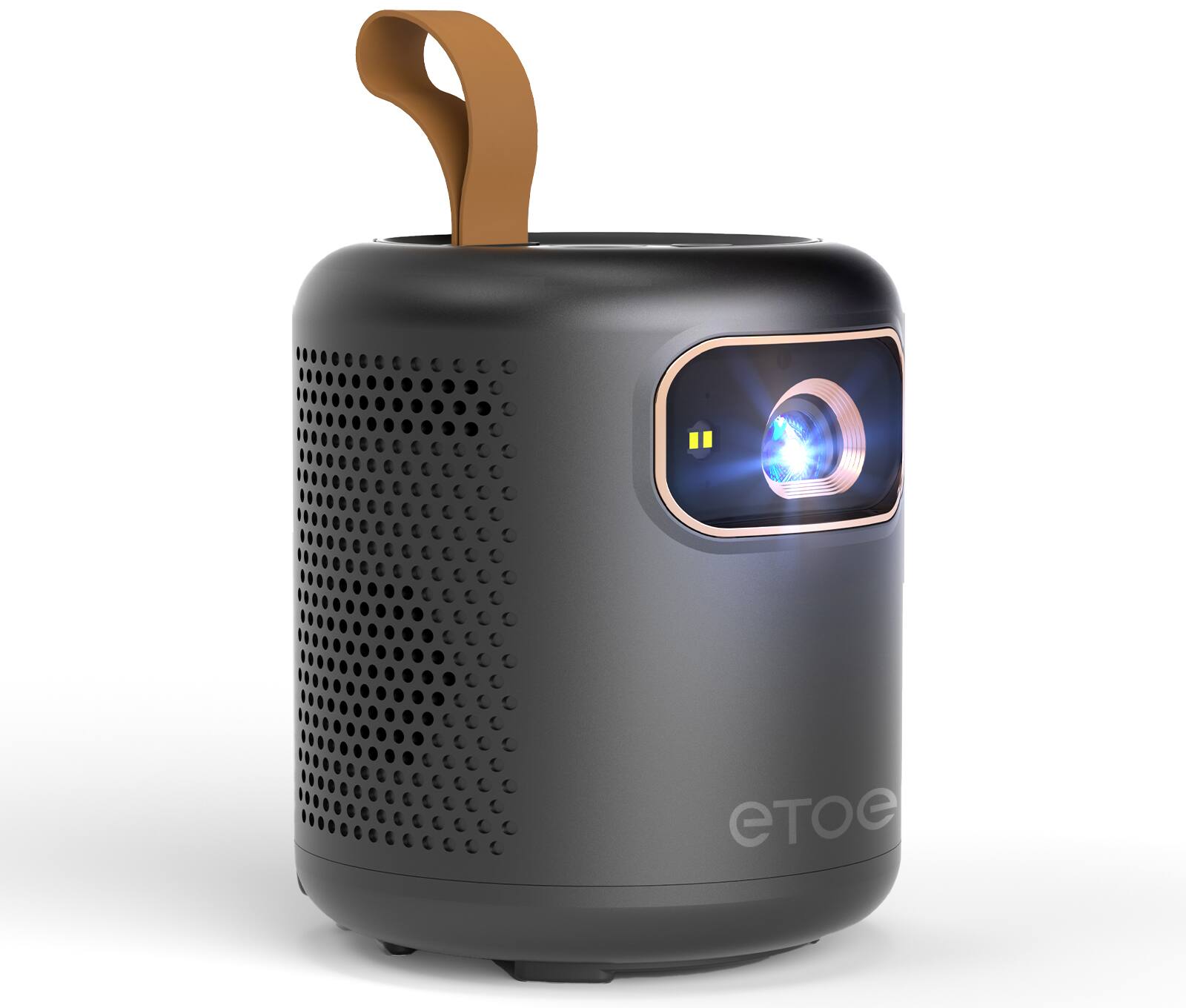 Alt View 3. ETOE - Dolphin Portable Mini Projector, FHD 1080P DLP, Rechargeable Battery, 500 ANSI, Google TV with Dolby Atmos, HDR10+ - Black.