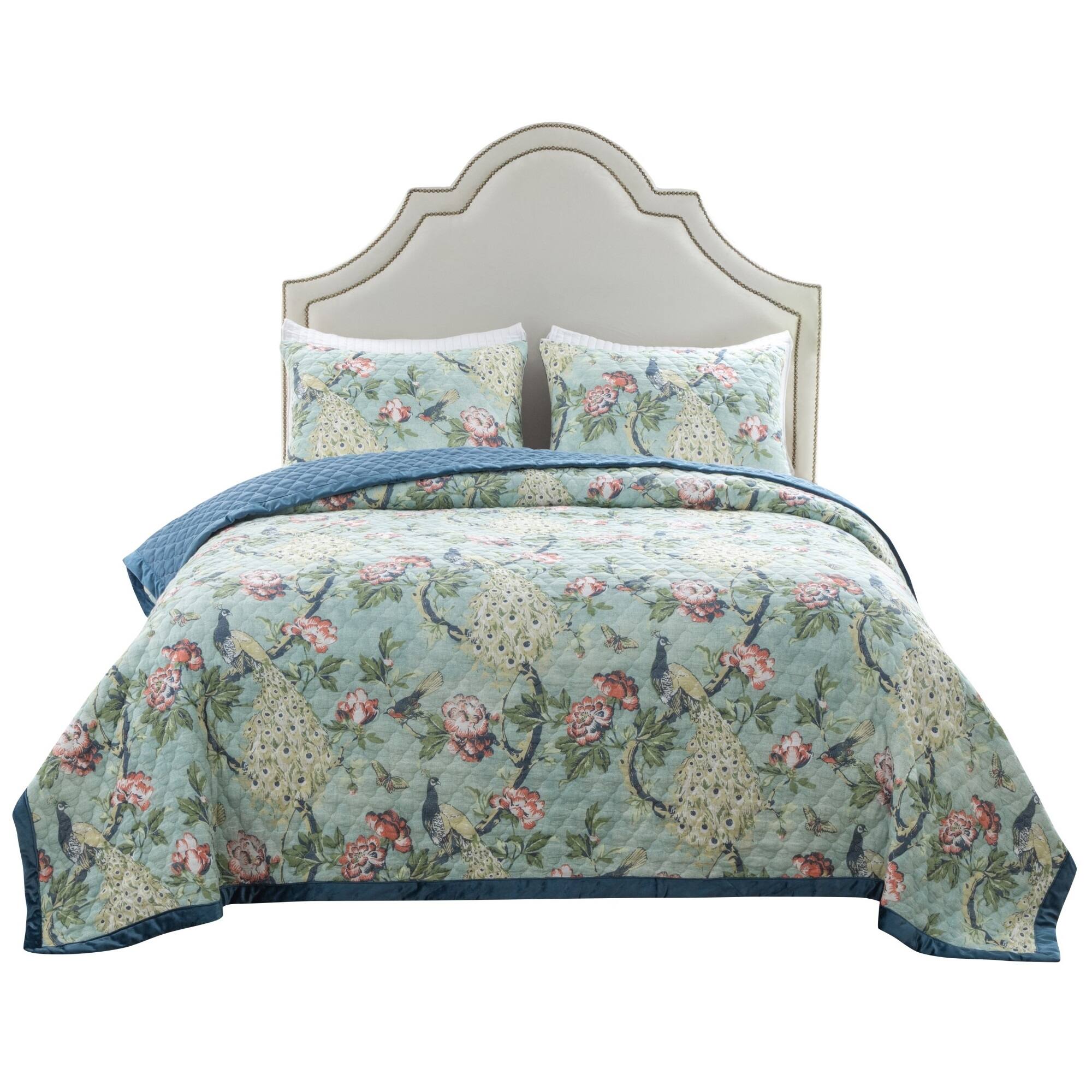 Alt View 3. Greenland Home Fashions - Greenland Home Pavona Velvet Embellished Quilt Set, 2-Piece Twin/XL, Jade - Jade.