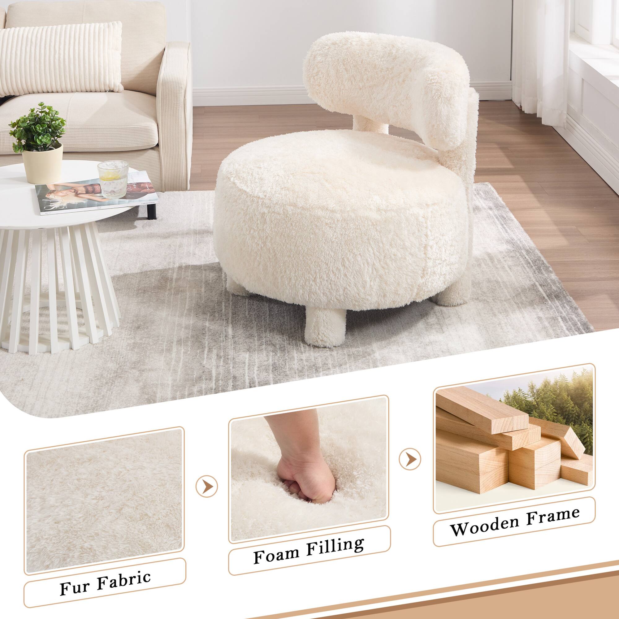 Fur Fabric Foam Filling Wooden Frame