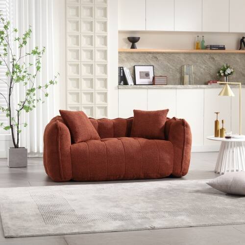 Angle. GOODSILO - Premium Two-Person Square Recliner Sofa with High Resilience Foam Core for Ultimate Comfort and Relaxation - Red+Brown.