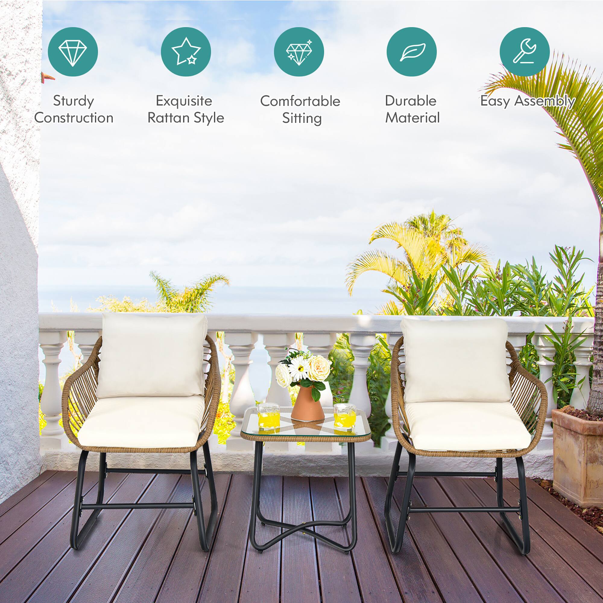 Sturdy Construction, Exquisite Rattan Style, Comfortable Sitting, Durable Material, Easy Assembly