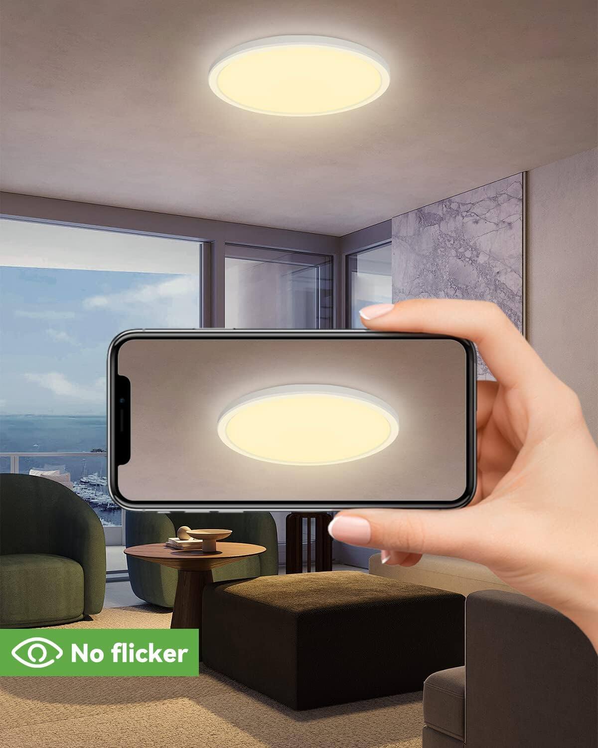 Veranti 12 Inch LED Flush Mount Ceiling Light, 5 Color Temperatures ...