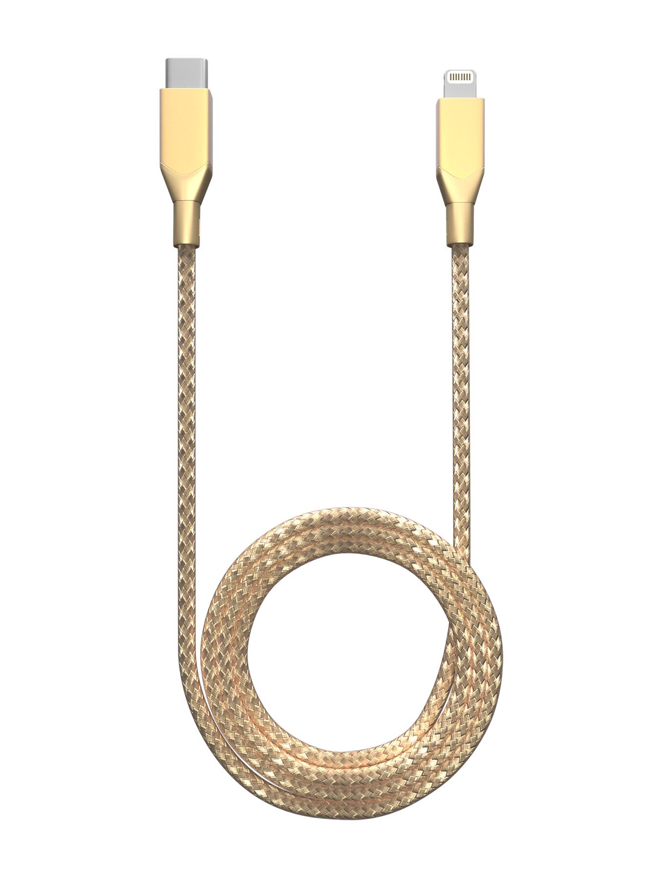 Alt View 1. Ampsentrix - 6 ft Non-MFI USB Type C To Lightning Cable (Infinity) - Gold - Gold.