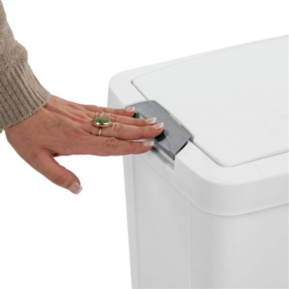 Back. Hivvago - Set of 4 - White 8 Gallon Latch Top Kitchen Wastebasket Trash Can - White.