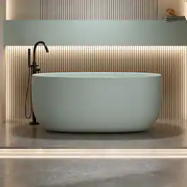 Loheer - 51 in Freestanding Solid Surface Soaking Bathtub with Overflow and Pop Up Drain - Turquoise Green