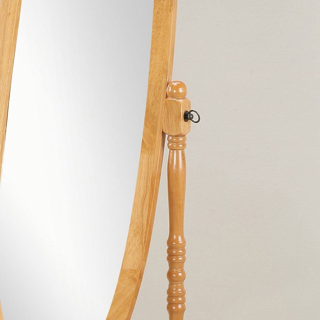 Back. BreeBe - Traditional Queen Anna Style Wood Floor Cheval Mirror, Oak Finish - Oak.