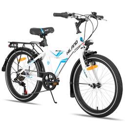 HILAND - Sentry+ 20 Inch Kids Bike for Boys Girls Ages 5-12, Children's Bicycle with Rear Rack & Kickstand, Youth Bike - White
