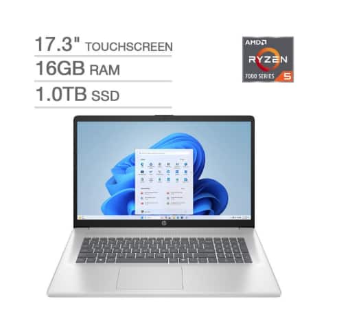 "HP - 17-CP3155CL B97RFUA LAPTOP 17.3"" HD+LED Touchscreen AMD RYZEN 5 7430U 16GB RAM 1TB SSD WIN11" price history on PriceWatchPro