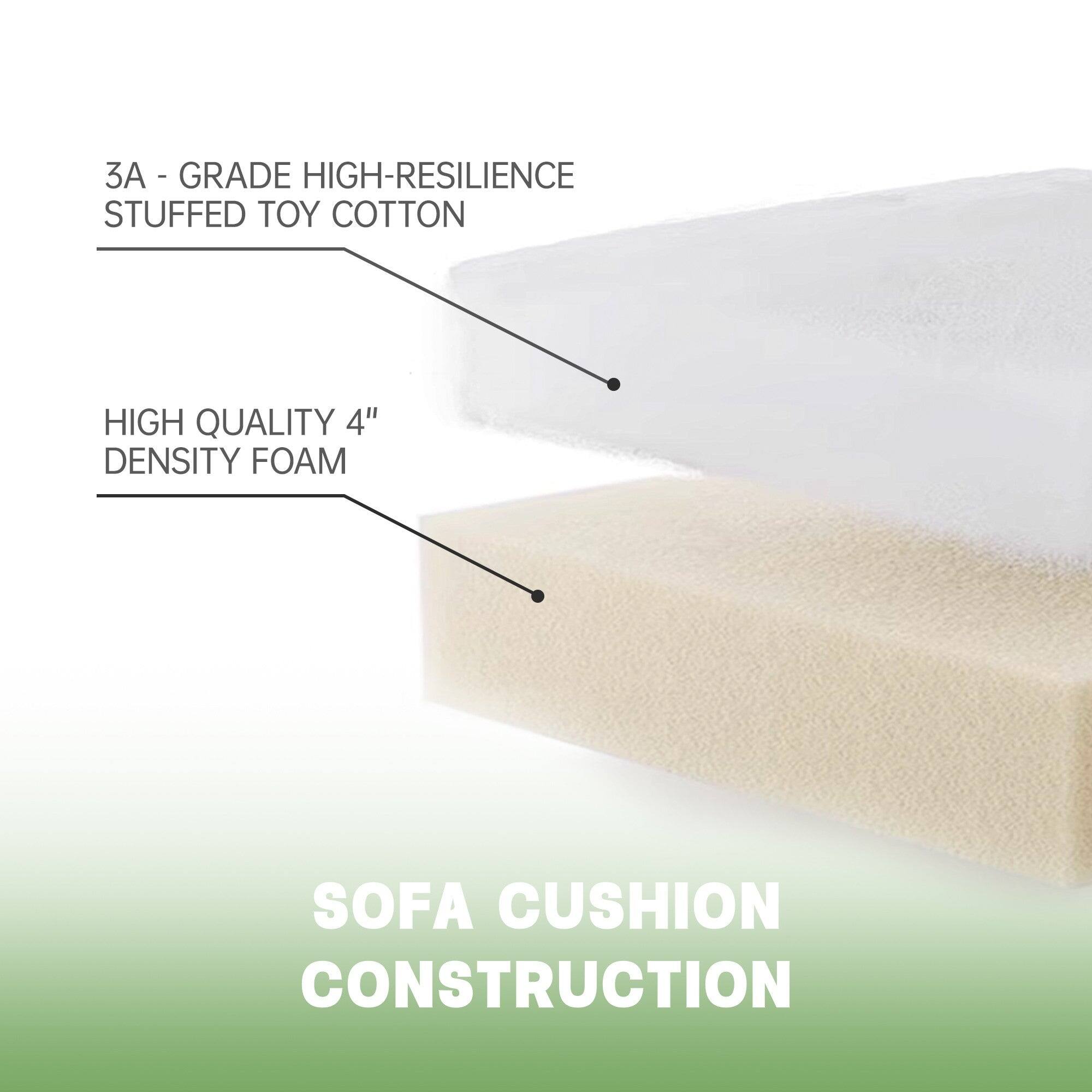 3A - GRADE HIGH-RESILIENCE STUFFED TOY COTTON

HIGH QUALITY 4" DENSITY FOAM

SOFA CUSHION CONSTRUCTION
