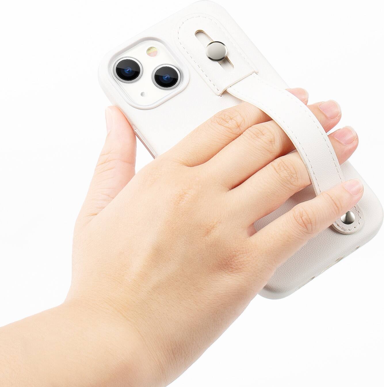 Alt View 16. SaharaCase - Indy Series Hand Strap Case for Apple iPhone 13 - Cloud White.