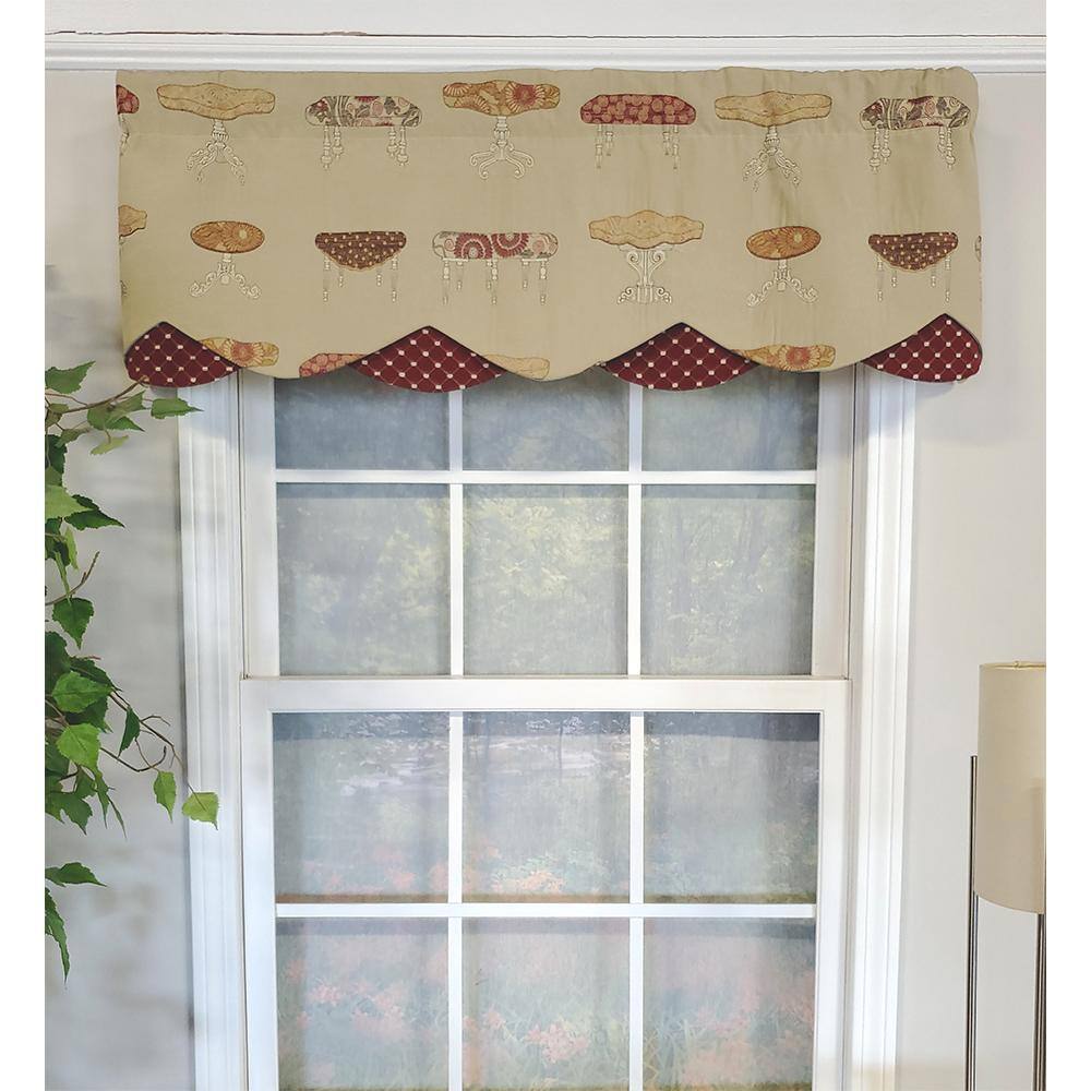 Angle. RLF Home - RLF Home Ottoman Petticoat 3" Rod Pocket Lining Luxurious and Elegant Window Treatment Valance 50" x 15" Cream - Cream.