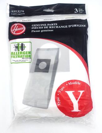 AH13270
PART# 43655109
3 Bags
Bolsas
Sacs
RESEALABLE
GENUINE PARTS
PIÈCES DE RECHANGE D'ORIGINE
Piezas genuinas
ALLERGEN FILTRATION MEDIA
Traps 99% dust and pollens down to 5 microns.
Type • Modelo
Y
