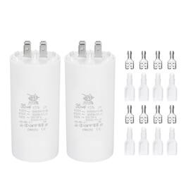 Unique Bargains - 2pcs 35uF CBB60 Run Capacitor, AC 450V 4 Pin Double Insert with Sheath Spring for Motor Start - White